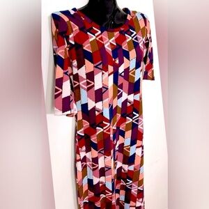 LuLaRoe Multicolor Geometric Long Sleeve Dress